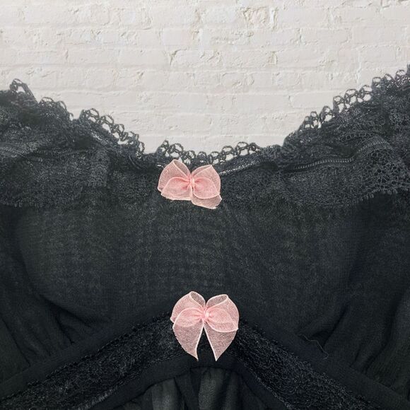 Betsey Johnson Black Sheer Lace Babydoll Nightgown – Size S - Picture 6 of 16